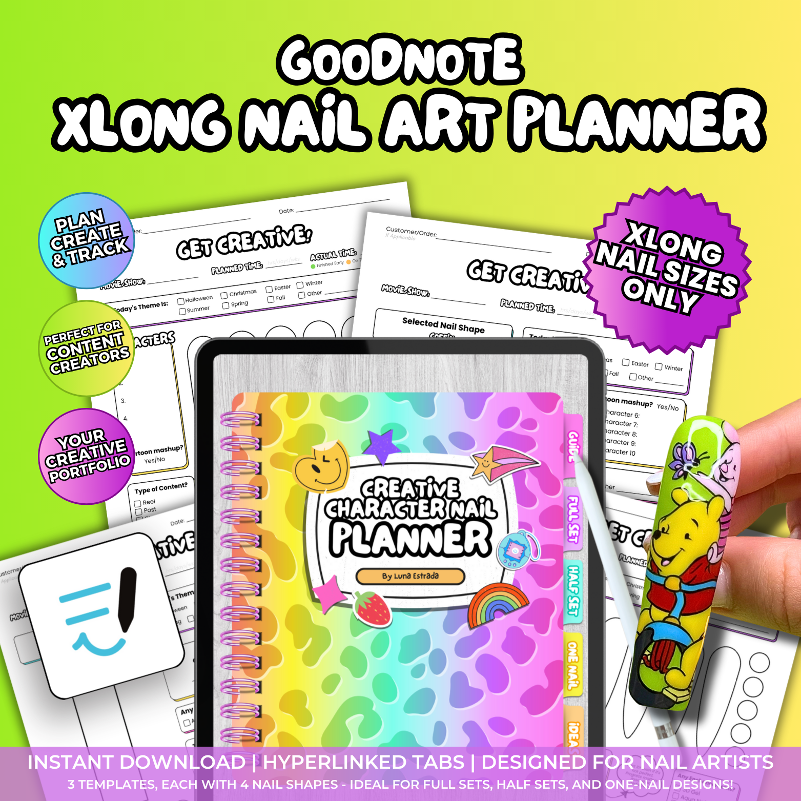 Goodnotes XL Only Character Nail Art Planner