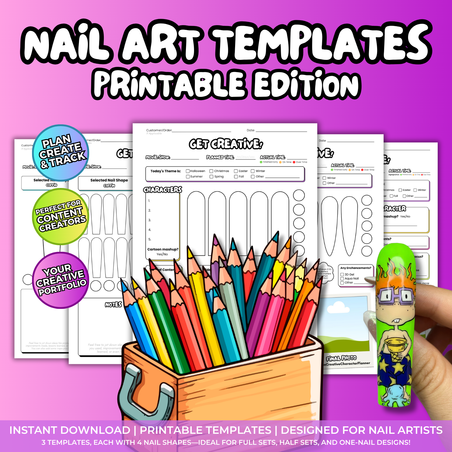 Printable Character Nail Art Templates