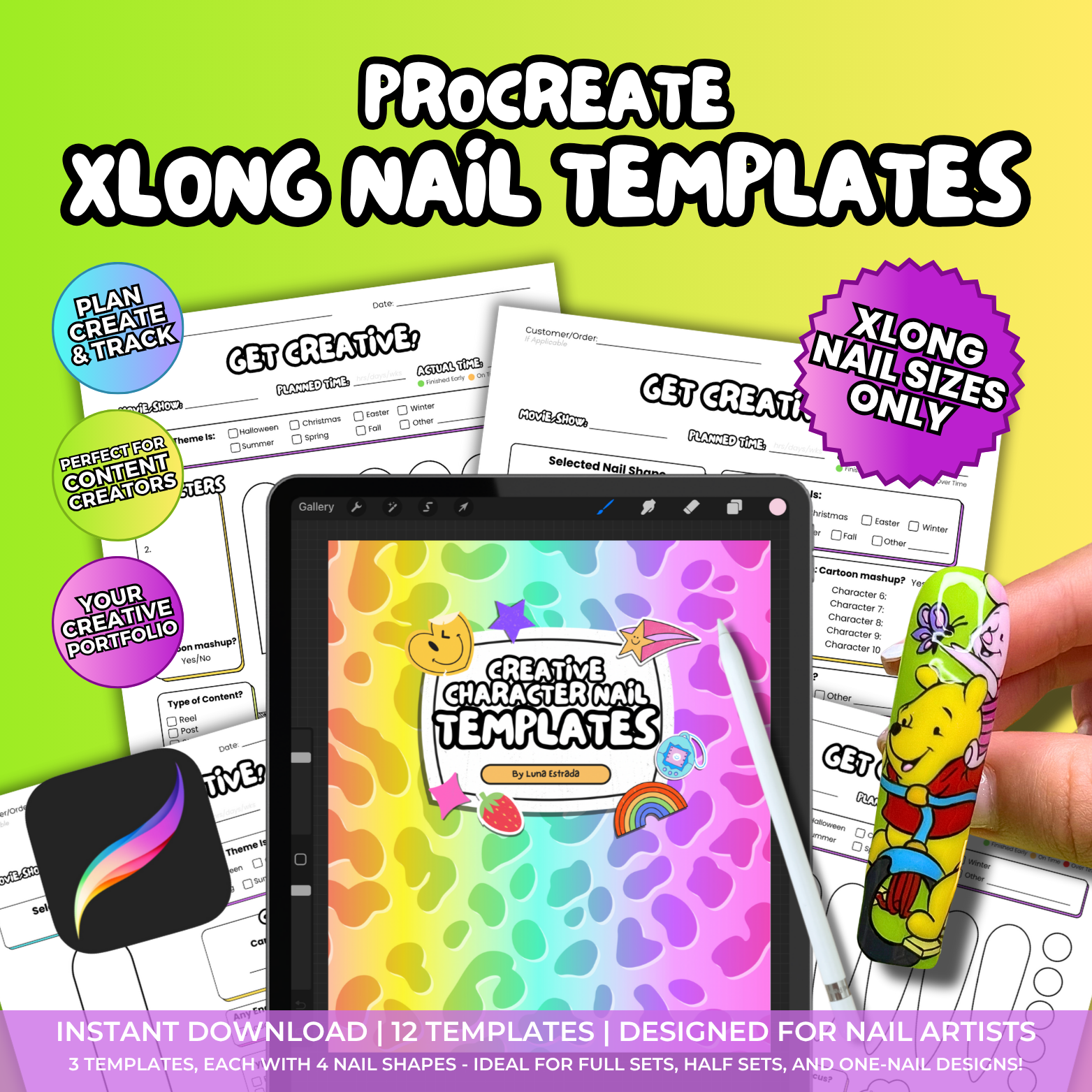 Procreate XL Only Character Nail Art Planner