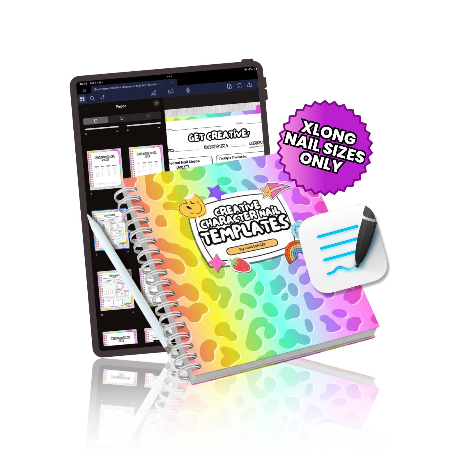Goodnotes XL Only Character Nail Art Planner